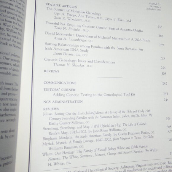 Genealogy And Genetics: National Genealogical Society Quarterly Magazine Special - Picture 3 of 7
